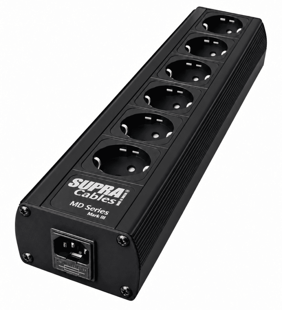 Supra MD06-EU SPC Black gefilterd stekkerblok 6-voudig 10A met verzilverde bedrading